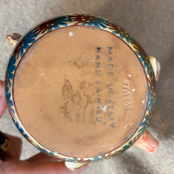 Hand Painted Colorful Floral Fish Shaped Ceramic Art Pitcher Vase Made in Italy - Picture 9 of 9